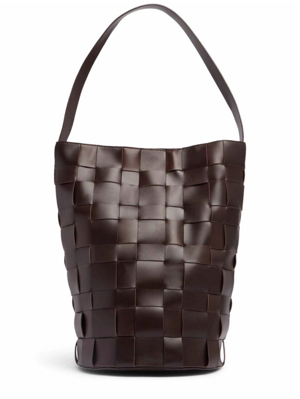 St agni woven leather bucket bag